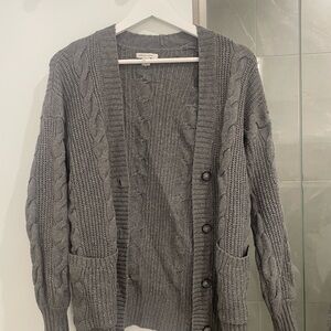 American Eagle Outfitters Gray Cable Knit Cardigan